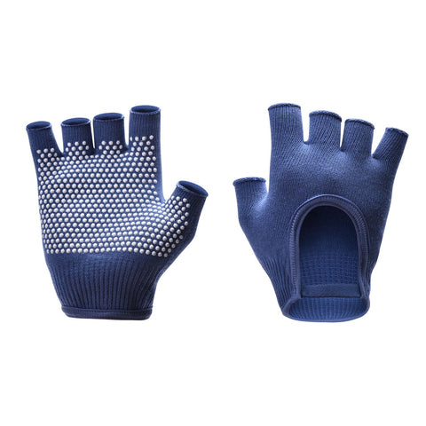 Breathable Half-Finger Pilates Gloves – Non-Slip Gym Gloves for Women, Elastic Cotton Blend Fitness Gloves for Cycling, Dancing & Workout Dark Blue In Australia - Darrahopens