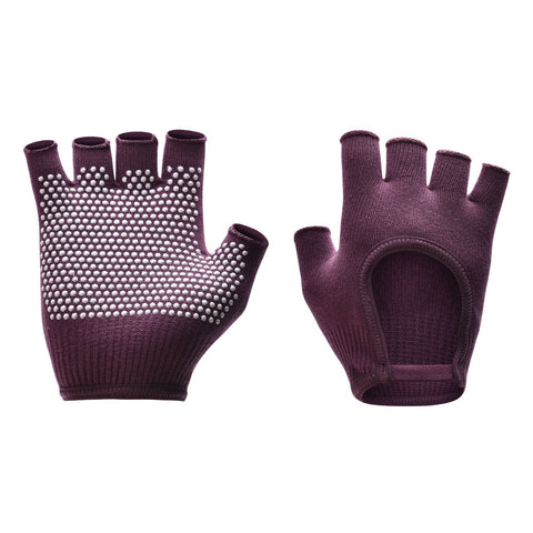 Breathable Half-Finger Pilates Gloves – Non-Slip Gym Gloves for Women, Elastic Cotton Blend Fitness Gloves for Cycling, Dancing & Workout Purple-Red In Australia - Darrahopens