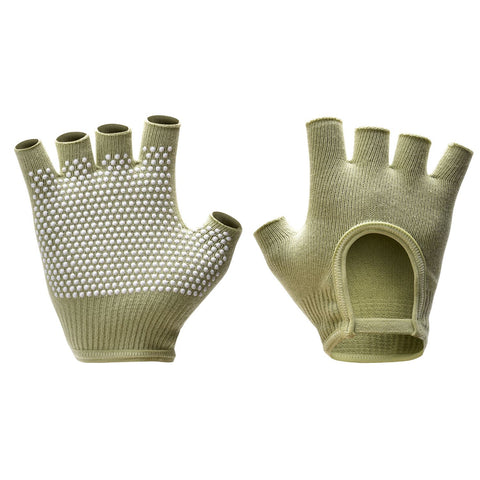 Breathable Half-Finger Pilates Gloves – Non-Slip Gym Gloves for Women, Elastic Cotton Blend Fitness Gloves for Cycling, Dancing & Workout Green