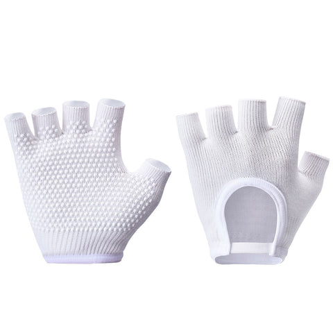Breathable Half-Finger Pilates Gloves – Non-Slip Gym Gloves for Women, Elastic Cotton Blend Fitness Gloves for Cycling, Dancing & Workout White In Australia - Darrahopens