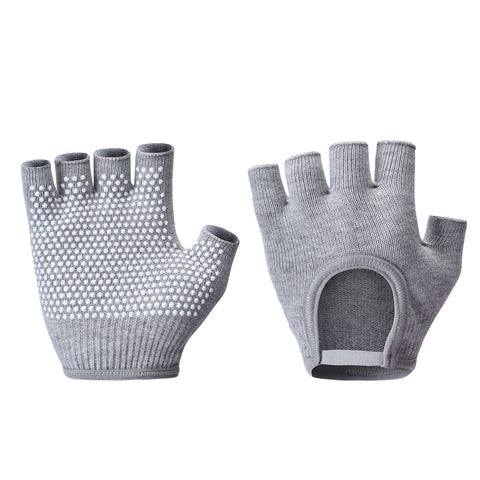 Breathable Half-Finger Pilates Gloves – Non-Slip Gym Gloves for Women, Elastic Cotton Blend Fitness Gloves for Cycling, Dancing & Workout Gray In Australia - Darrahopens