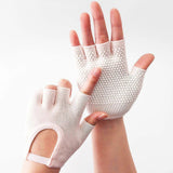 Breathable Half-Finger Pilates Gloves – Non-Slip Gym Gloves for Women, Elastic Cotton Blend Fitness Gloves for Cycling, Dancing & Workout Gray In Australia - Darrahopens