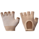 Breathable Half-Finger Pilates Gloves – Non-Slip Gym Gloves for Women, Elastic Cotton Blend Fitness Gloves for Cycling, Dancing & Workout Beige In Australia - Darrahopens