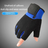 Half Finger Gym Gloves for Men & Women, Anti-Slip Weightlifting Workout Gloves with Padded Palm, Breathable Wrist Support - Blue XL