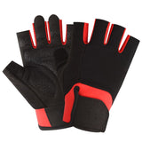Half Finger Gym Gloves for Men & Women, Anti-Slip Weightlifting Workout Gloves with Padded Palm, Breathable Wrist Support - Red L In Australia - Darrahopens
