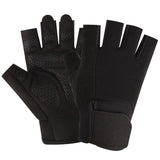 Half Finger Gym Gloves for Men & Women, Anti-Slip Weightlifting Workout Gloves with Padded Palm, Breathable Wrist Support - Black L