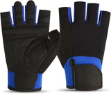 Half Finger Gym Gloves for Men & Women, Anti-Slip Weightlifting Workout Gloves with Padded Palm, Breathable Wrist Support - Black L