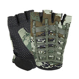 1 Pair Half Finger Fitness Gloves with Wrist Support, Non-Slip Breathable Gym Gloves for Weightlifting Strength Training Workout Sports Army Green Camouflage