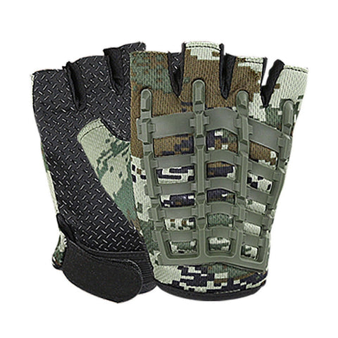 1 Pair Half Finger Fitness Gloves with Wrist Support, Non-Slip Breathable Gym Gloves for Weightlifting Strength Training Workout Sports Army Green Camouflage