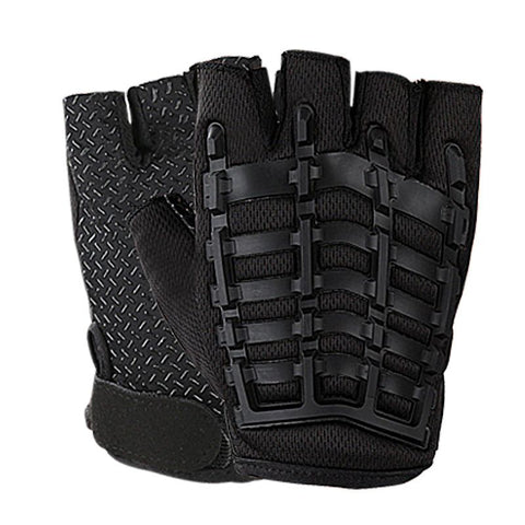 1 Pair Half Finger Fitness Gloves with Wrist Support, Non-Slip Breathable Gym Gloves for Weightlifting Strength Training Workout Sports Black