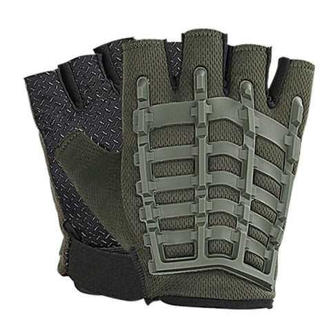 1 Pair Half Finger Fitness Gloves with Wrist Support, Non-Slip Breathable Gym Gloves for Weightlifting Strength Training Workout Sports Army Green