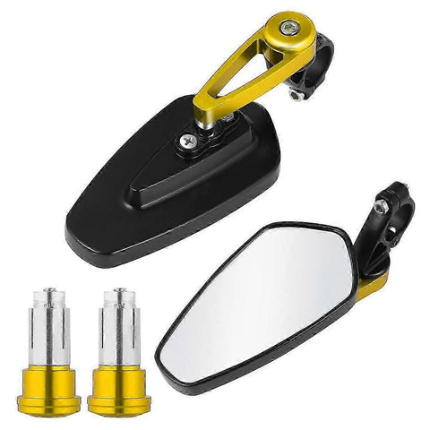 1 Pair Motorcycle Rear View Mirrors CNC Aluminium Alloy Universal Side Mirrors for Motorbike Cruiser ATV UTV Off Road Bikes - Yellow In Australia - Darrahopens