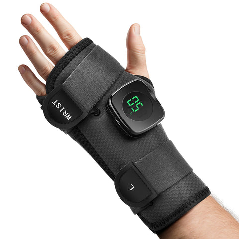 Cordless Wrist Heating Pad, Heated Wrist Brace, Rechargeable Heating Wrist Wrap with Detachable Controller for Left Hand Grey
