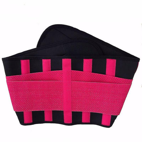 Adjustable Back Support Waist Trainer Trimmer Belt Sports Gym Fitness Weightlifting Abdominal Slim Belt - Rose Red