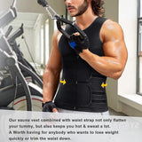 Men Body Shaper Waist Trainer Sauna Vest Double Belt Abdomen Slimming Sweat Vest Fitness Belt - M