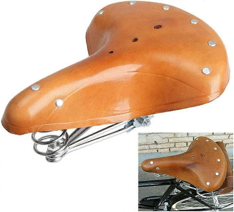 Vintage Bicycle Saddle Seat, Retro Leather Style Bike Seat with Triple Spring Suspension for Cruiser, City and Commuter Bikes In Australia - Darrahopens