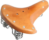 Vintage Bicycle Saddle Seat, Retro Leather Style Bike Seat with Triple Spring Suspension for Cruiser, City and Commuter Bikes