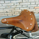 Vintage Bicycle Saddle Seat, Retro Leather Style Bike Seat with Triple Spring Suspension for Cruiser, City and Commuter Bikes