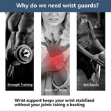 1 Pair Adjustable Compression Wrist Support Strap, Lightweight Wrist Wrap Brace for Gym, Weightlifting, CrossFit, Sports & Daily Use - Black