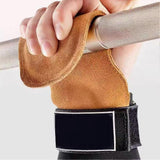 Weightlifting Wrist Hand Grips Leather Palm Protection With Padded Wrist Wrap