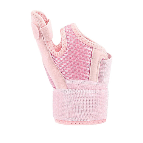Thumb Support Wrist Brace, Adjustable Wrist Wrap with Dual Support Splints, Breathable Wrist Support for Sports, Fitness & Daily Use - Pink