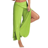 Women's Harem Palazzo Pants Wide Leg Split Flowy Loose Fit Casual Yoga Trousers Plus Green - 4XL