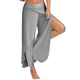 Women's Harem Palazzo Pants Wide Leg Split Flowy Loose Fit Casual Yoga Trousers Plus Army Green - 3XL