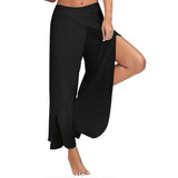 Women's Harem Palazzo Pants Wide Leg Split Flowy Loose Fit Casual Yoga Trousers Plus Army Green - 4XL