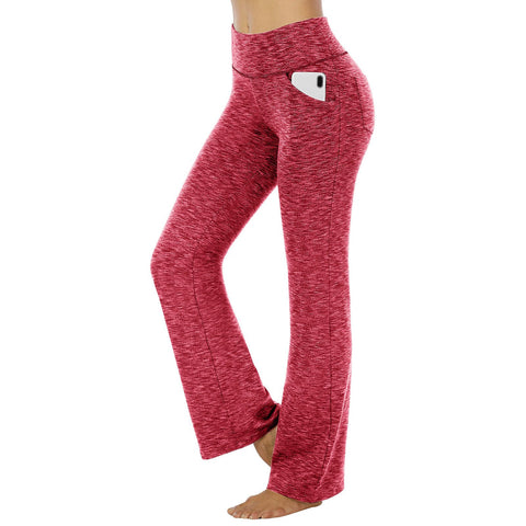 Women's High Waist Yoga Leggings with Pockets Workout Fitness Pants Stretch Casual Sports Trousers - Red XL In Australia - Darrahopens