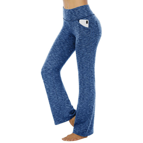 Women's High Waist Yoga Leggings with Pockets Workout Fitness Pants Stretch Casual Sports Trousers - Blue XL In Australia - Darrahopens