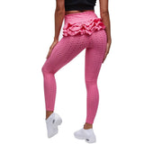 Women's High Waist Butt Lift Yoga Leggings Jacquard Tights Stretch Workout Fitness Pants - Pink XL In Australia - Darrahopens