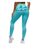 Women's High Waist Butt Lift Yoga Leggings Jacquard Tights Stretch Workout Fitness Pants - Blue 2XL In Australia - Darrahopens
