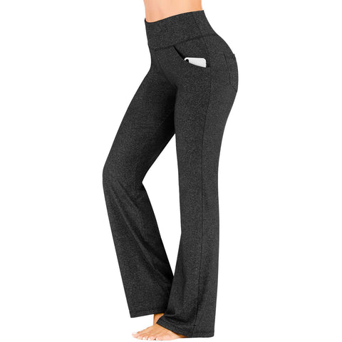Women's High Waist Yoga Leggings with Pockets Workout Fitness Pants Stretch Casual Sports Trousers - Black 3XL In Australia - Darrahopens