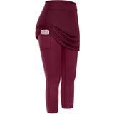 Women's High Stretch Yoga Pants Side Pocket Sports Running Fitness Casual Workout Pants - Red M