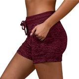 Women's Drawstring Yoga Shorts Quick Dry Workout Running Shorts Stretch Fitness Sports Pants Wine Red - S In Australia - Darrahopens