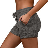 Women's Drawstring Yoga Shorts Quick Dry Workout Running Shorts Stretch Fitness Sports Pants Dark Gray - L In Australia - Darrahopens