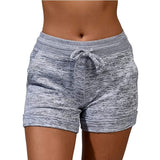 Women's Drawstring Yoga Shorts Quick Dry Workout Running Shorts Stretch Fitness Sports Pants Gray - 2XL In Australia - Darrahopens