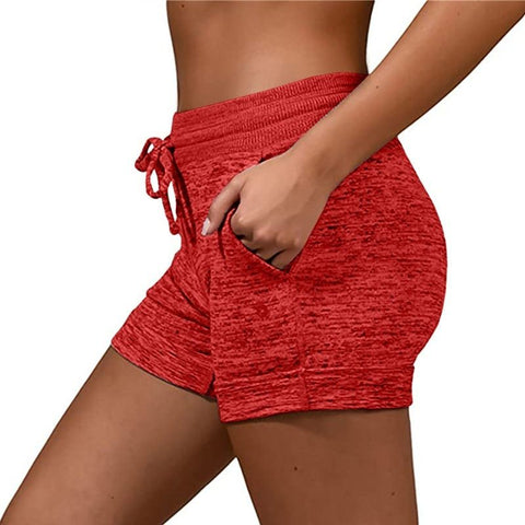 Women's Drawstring Yoga Shorts Quick Dry Workout Running Shorts Stretch Fitness Sports Pants Red - 5XL In Australia - Darrahopens