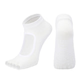 Women's Non Slip Yoga Socks Open Toe Five Finger Grip Socks Combed Cotton Pilates Dance Fitness Socks - White In Australia - Darrahopens