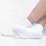 Women's Non Slip Yoga Socks Open Toe Five Finger Grip Socks Combed Cotton Pilates Dance Fitness Socks - White