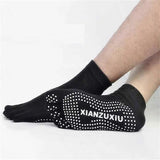 Women's Non Slip Yoga Socks Open Toe Five Finger Grip Socks Combed Cotton Pilates Dance Fitness Socks - White