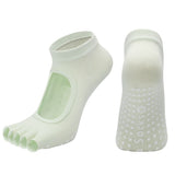 Women's Non Slip Yoga Socks Open Toe Five Finger Grip Socks Combed Cotton Pilates Dance Fitness Socks - Emerald Green In Australia - Darrahopens