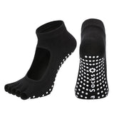 Women's Non Slip Yoga Socks Open Toe Five Finger Grip Socks Combed Cotton Pilates Dance Fitness Socks - Black In Australia - Darrahopens