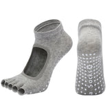 Women's Non Slip Yoga Socks Open Toe Five Finger Grip Socks Combed Cotton Pilates Dance Fitness Socks - Gray In Australia - Darrahopens