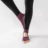 Women's Non Slip Yoga Socks Open Toe Five Finger Grip Socks Combed Cotton Pilates Dance Fitness Socks - Gray