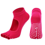 Women's Non Slip Yoga Socks Open Toe Five Finger Grip Socks Combed Cotton Pilates Dance Fitness Socks - Gray In Australia - Darrahopens