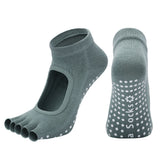 Women's Non Slip Yoga Socks Open Toe Five Finger Grip Socks Combed Cotton Pilates Dance Fitness Socks - Gray In Australia - Darrahopens