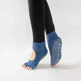 Women's Non Slip Yoga Socks Open Toe Five Finger Grip Socks Combed Cotton Pilates Dance Fitness Socks - Gray In Australia - Darrahopens