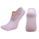 Women's Lace Trim Five Toe Yoga Socks Non Slip Grip Socks Pilates Dance Ballet Fitness Exercise Socks - Pink In Australia - Darrahopens