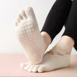 Women's Lace Trim Five Toe Yoga Socks Non Slip Grip Socks Pilates Dance Ballet Fitness Exercise Socks - Pink